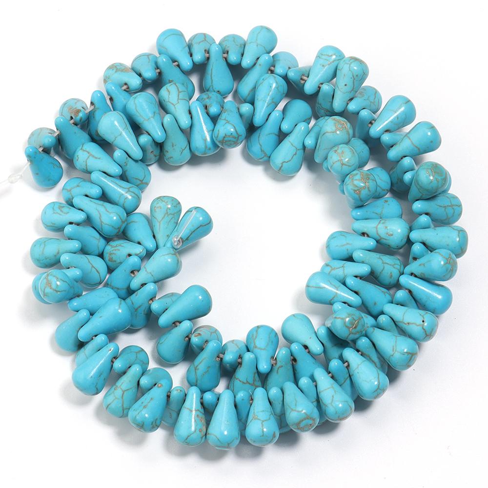 

1 Strand Natural Stone Beads Water Droplets Shape Turquoise Horizontal Hole Spacer Beads For DIY Jewelry Making Accessories 6X12mm apx 108pcs синій