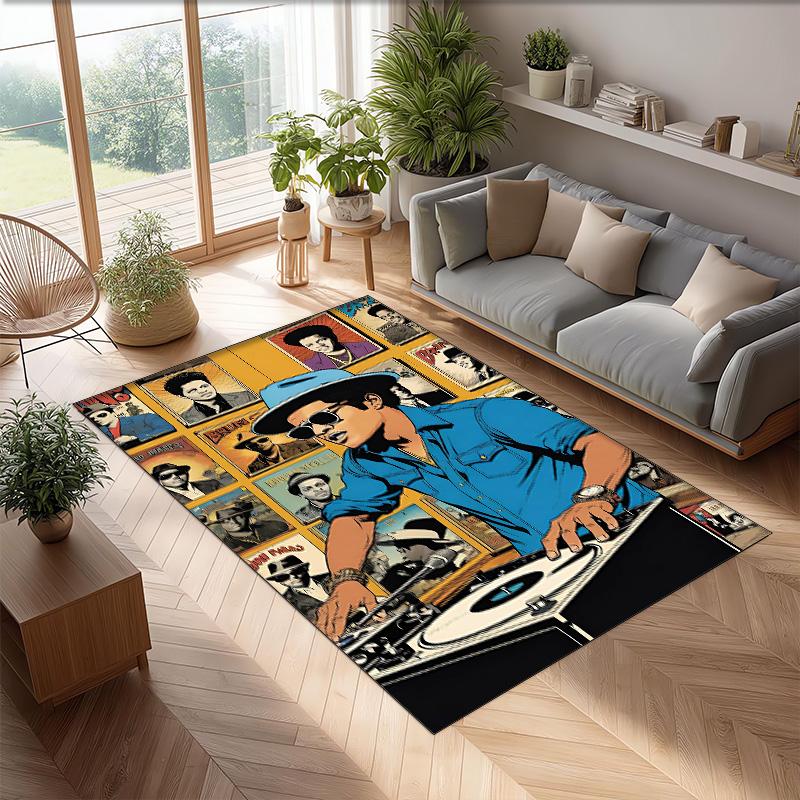 Soft Crystal Velvet Floor Rug,Bruno Mars Anti Slip Decorative Carpet, Plush Area Mat For Indoor Home Decoration