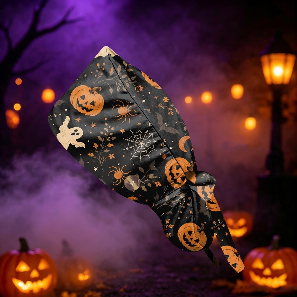 Women's Halloween Printed Ponytail, Fashion Work Hat With, Shower Wrap, Costume