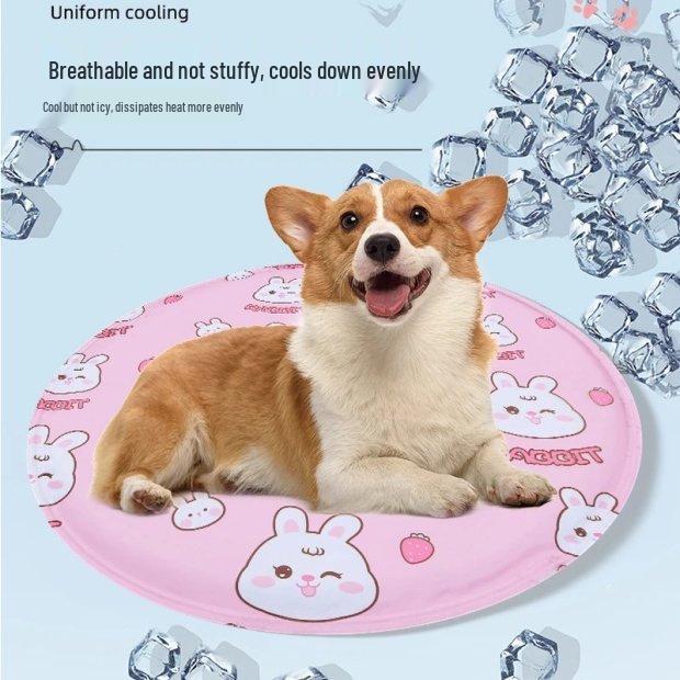 Tapis rafraîchissant en gel pour animaux de compagnie avec réduction nouveau client: Tapis de glace rond de dessin animé pour chats et chiens