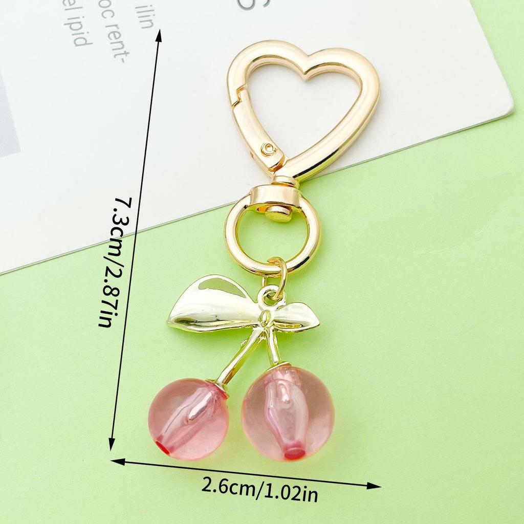 Red Cherry Pearl Resin Keychain Pendant