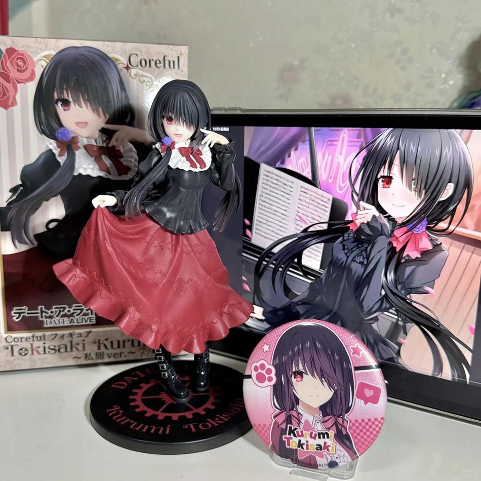 New DATE A LIVE Tokisaki Kurumi Anime Figure Cute Girl Model Toy PVC Black Dress Dress Up Standing Model Car Model Ornaments Toy