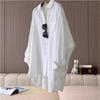 Women's White Long-Sleeve Sun Protection Shirt, Spring/Summer Loose Polo Collar Cardigan