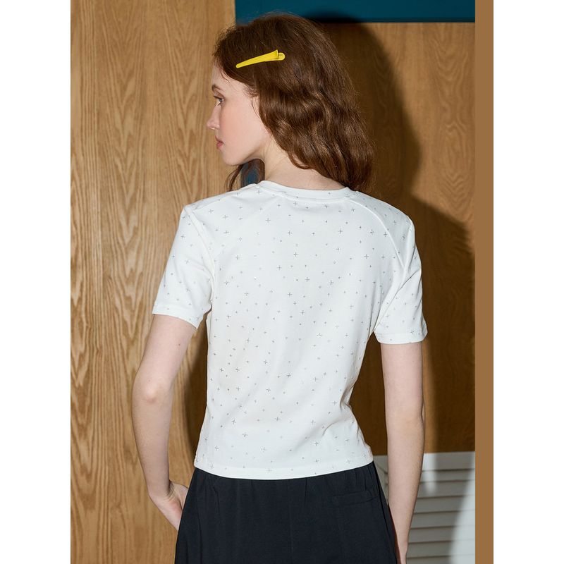 Coolhut Rhinestone Simple Slim-Fit Short Starry Sky Short-Sleeve Round-Neck 2025 Summer Women's T-Shirt Top Casual