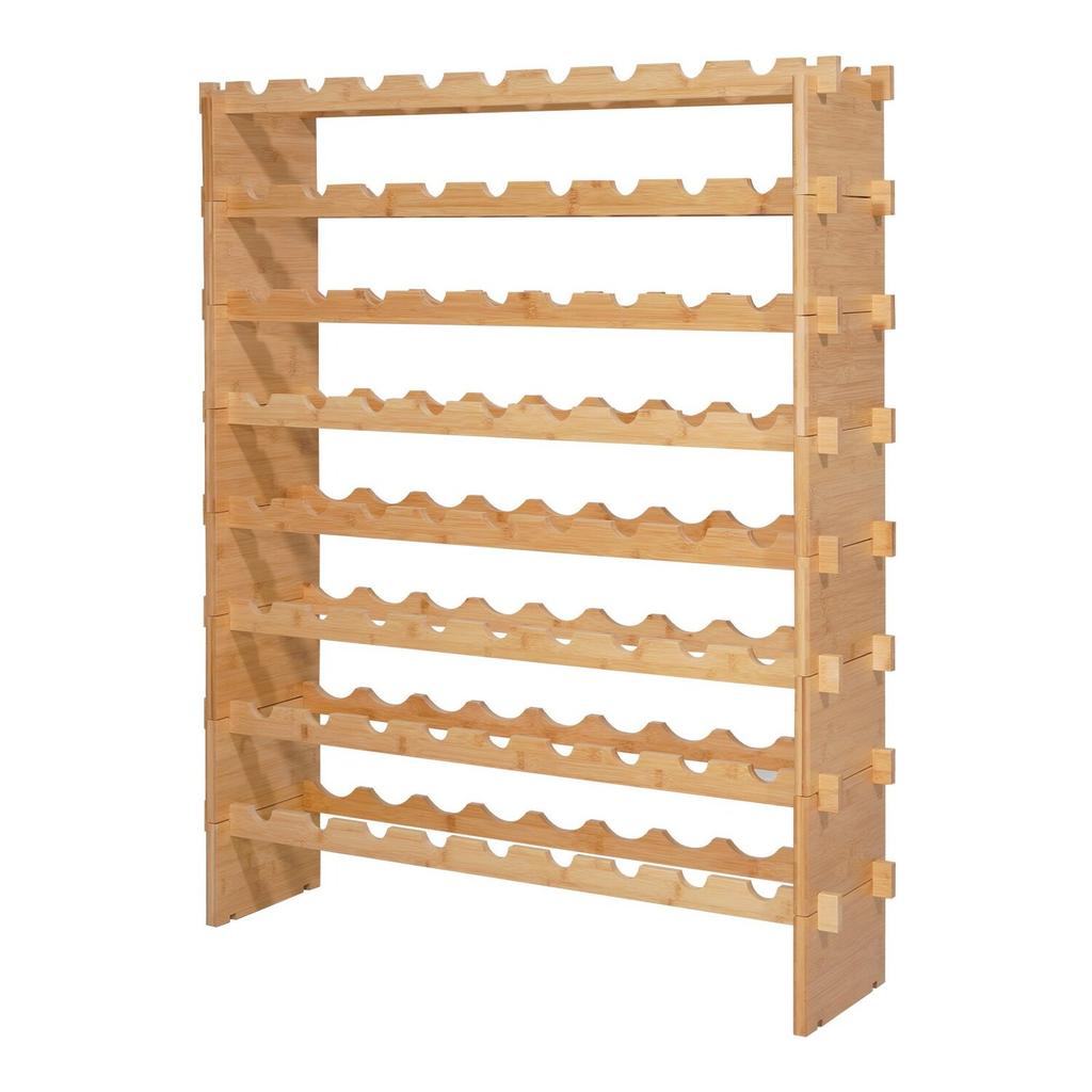 Rack de Vinhos Modular Empilhável para 72 Garrafas, 8 Níveis, Rack de Armazenamento de Vinhos de Chão Autoportante, Prateleira de Exibição de Vinhos Resistente, Prateleiras Sem Oscilação, Fácil