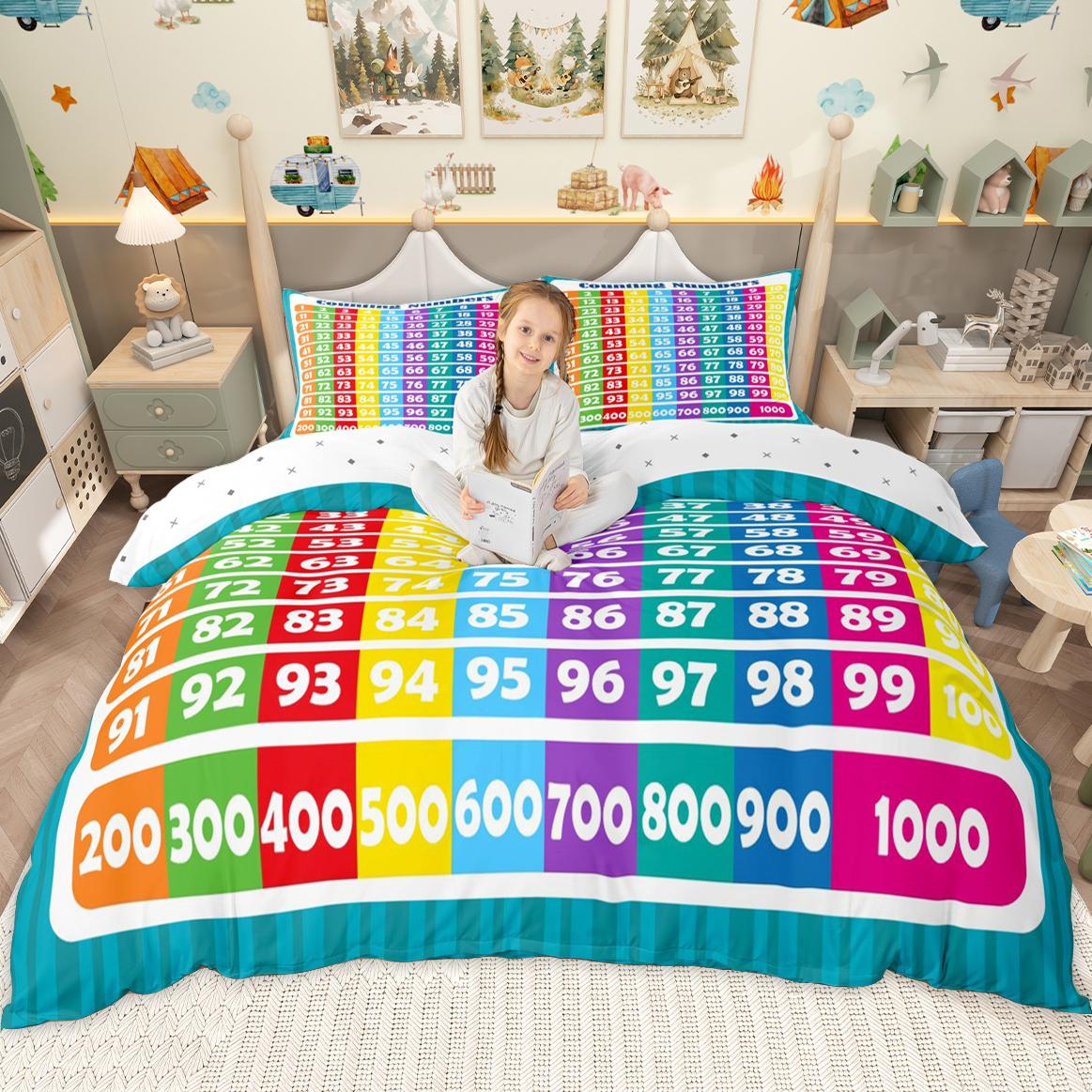 

Homewish Kids Alphabet Duvet Cover Set For Boys Girls, Monogrammed Bedding Set, School Life Theme Comforter Cover Set DE XS 100x135cm 2pcs&set