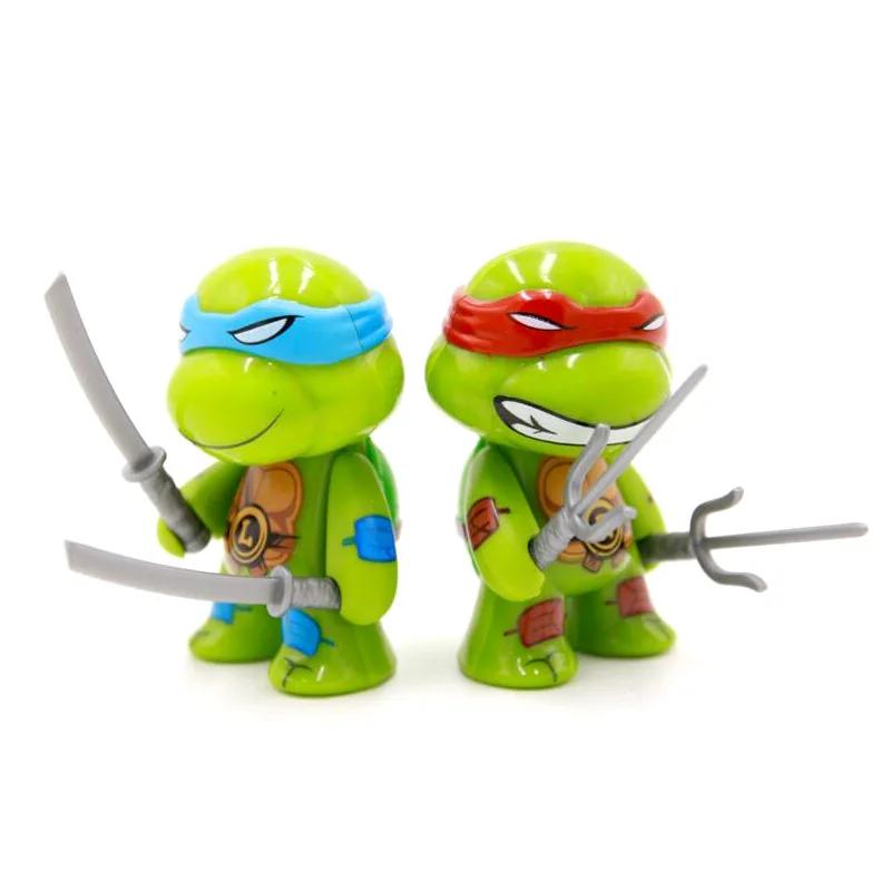 4Pcs/Set Kawaii Teenage Mutant Ninja Turtles Michelangelo Donatello Action Figure Car Ornaments Decor Tmnt Model Kids Hobby Toys