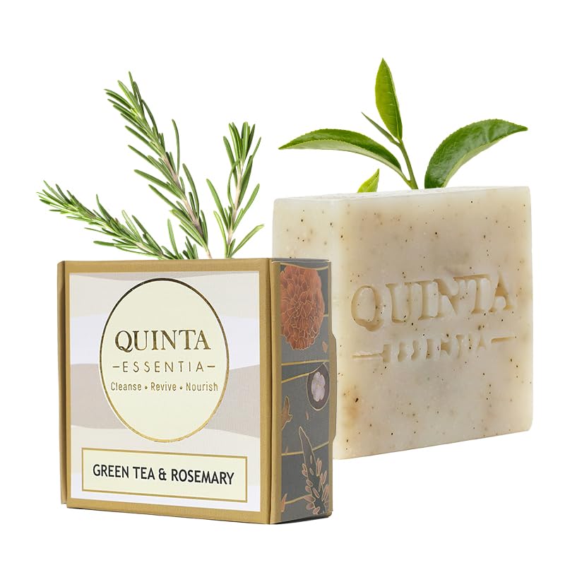 

Quinta Essentia Organic Handmade and Natural Soap, Green Tea Rosemary Ayurvedic Nourishing and Soothing Bathing Bar With Coconut Oil by, 100gms