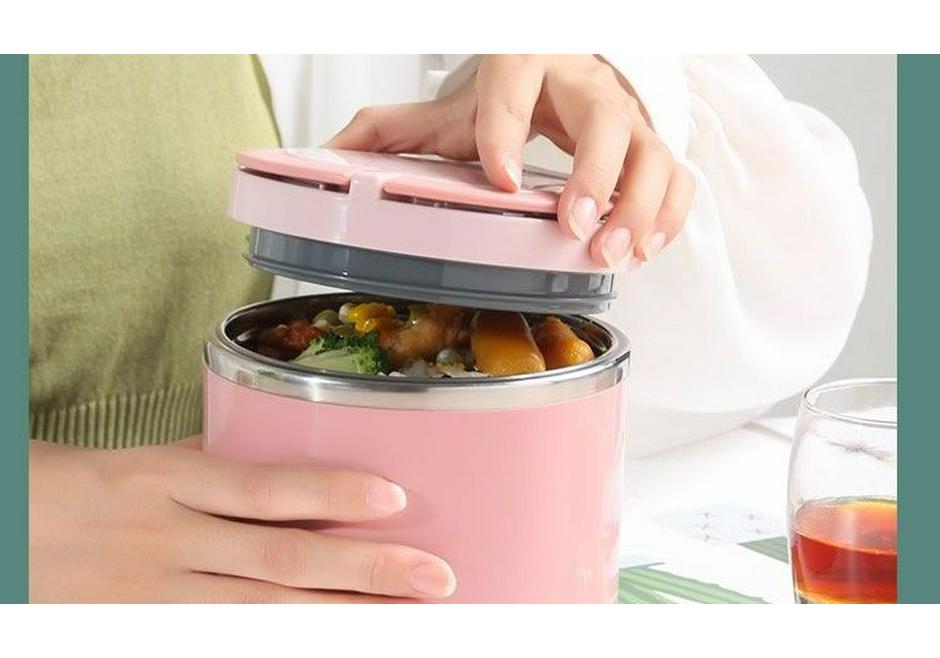 Multi-layer Insulated Stainless Steel Bento Lunch Box with Lid for Students & Office Workers