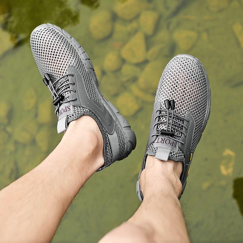 Men's Casual Sports Shoes Large Size Summer Mesh Shoes Hollow Breathable Outdoor Casual Shoes Creek Shoes