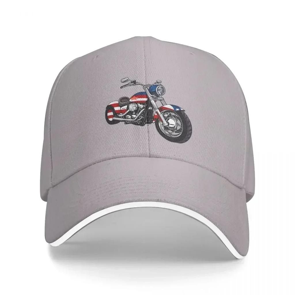 Motorcycle and American Flag Baseball Cap Uv Protection Solar Hat Streetwear summer hat Hats For Women Unisexs