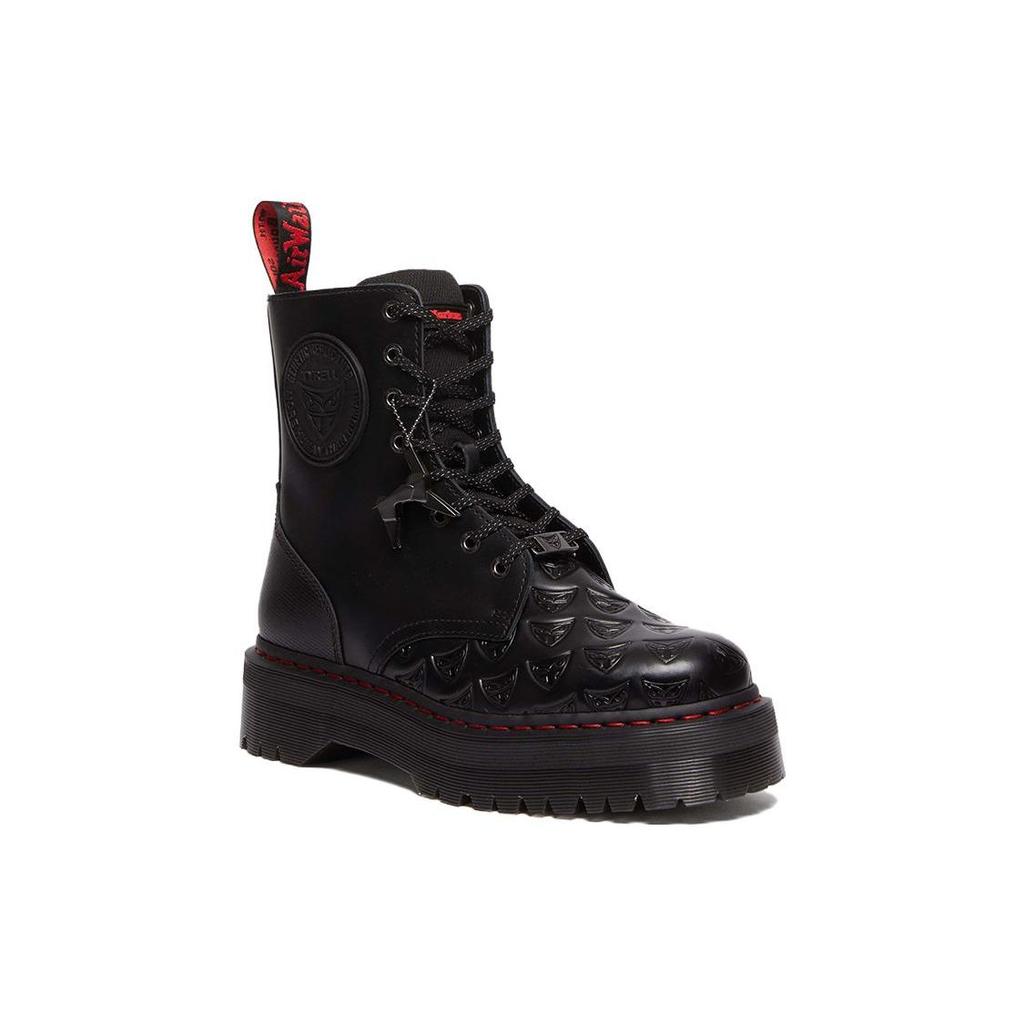 Dr. Martens Warner Bros. X  Jadon Series Leather Round Toe Lace-Up Comfortable Versatile Short Martin Boots Unisex Boots Black Red 31749001