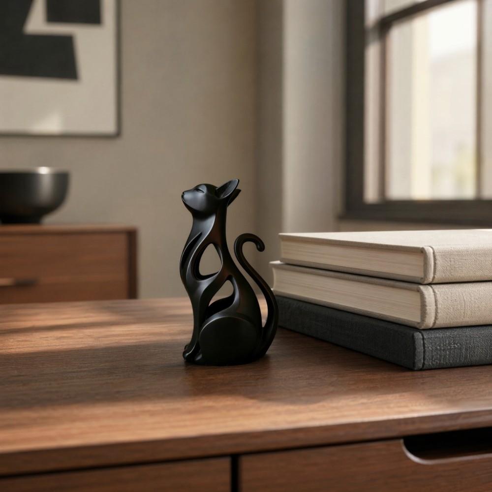 3D Printed Abstract Cat Sculpture Plastic Sculpture of Kitten Living Room Decor