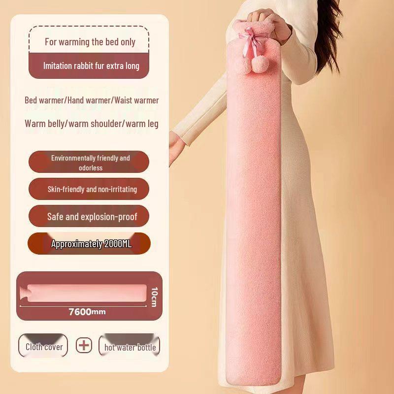 Extra Large Plush Hot Water Bottle - Explosion-Proof Hand, Body, and Foot Warmer
