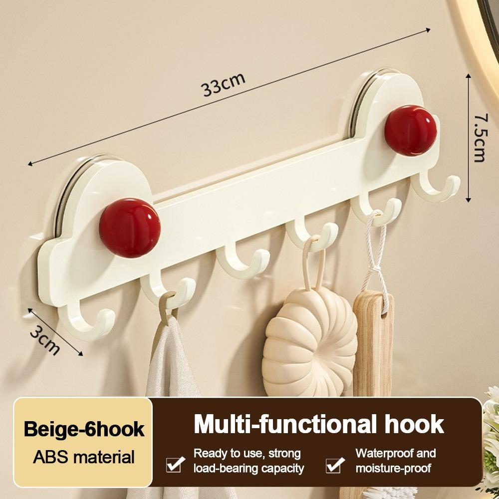 Plastic Bathroom Towel Holder Single Row Suction Cup Clothes Hanger Hook Simply Storage Convenient Coat Rack