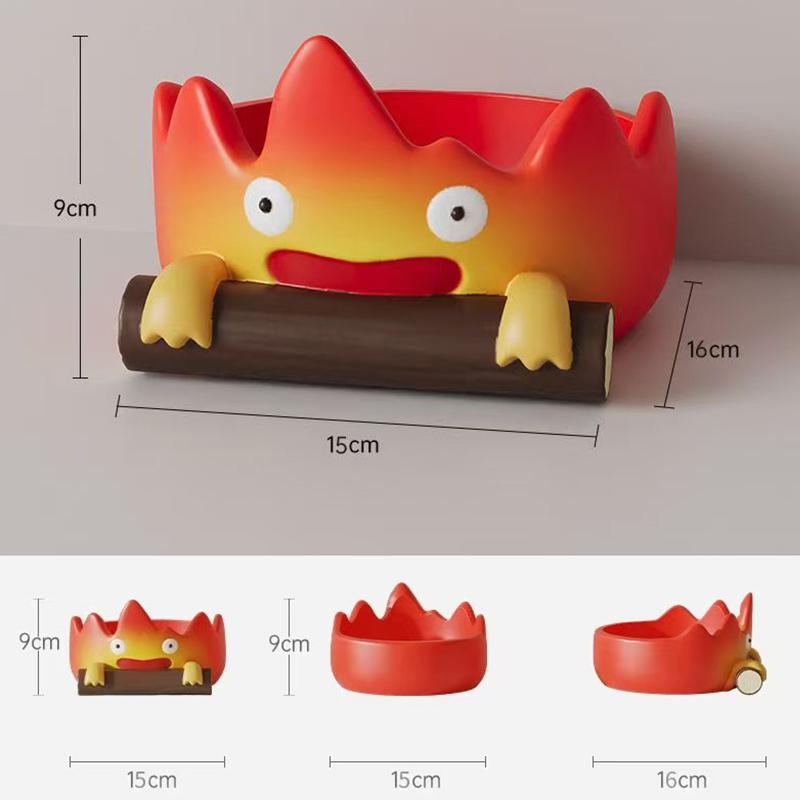 Calcifer Ateşi Masaüstü Dekorasyonu Yaratıcı Ev Oturma Odası Veranda Anahtar Saklama Tepsisi Çizgi Film Atıştırmalık Düzenleyici Masa Süsleri