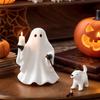 Halloween Ghost Walking Dog Statue Halloween Ghost Figurine Cute Ghost Ornament Halloween Tabletop Decoration