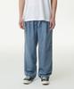 Lightweight One-Pleat Wide Elastic Denim Pants [Light Indigo]