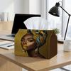 1pc Golden Portrait Style Tissue Box - an Elegant Artistic Office Tissue Box - Decorative Napkin Box with Artistic Pattern, Rectangular Design, Perfec