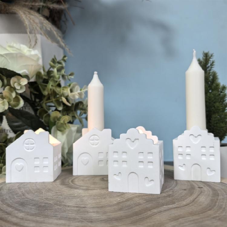 Artistic Home Shape Silicone Mold Candlestick For Crafting Beautiful Jewelry Unique Soaps And Festive Candle