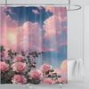 Rose Flower Shower Curtain Waterproof Shower Curtain Polyester Fabric 3D Printed Curtain Bathroom Decoration With Hook