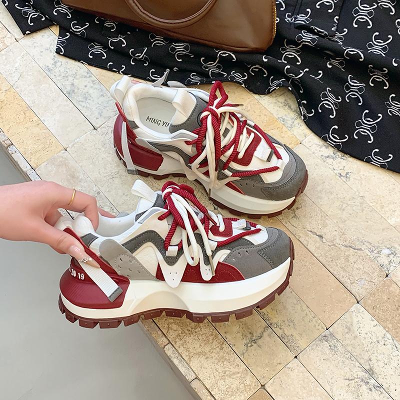 Fashion 2025Women's Casual Shoes Thick Sole Platform Chunky Sneakers Trendy Daddy Shoes Sports Walking Shoes