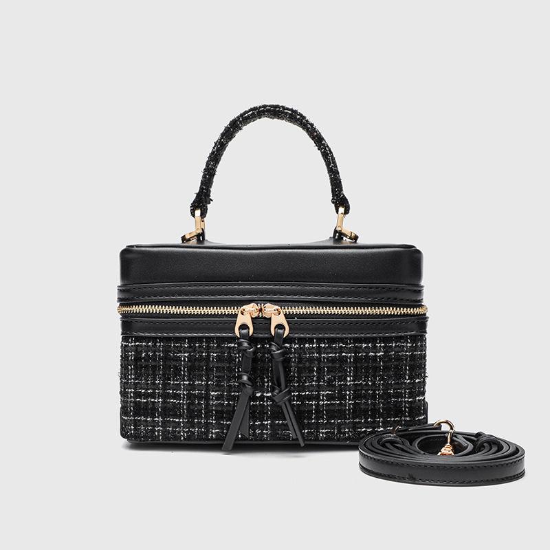2025 Fashion Small Women Shoulder Bags Branded Style Crossbody Bag Two-way Zip Handbag Two-tone Boxy Cosmetic Bag Makeup Pouch