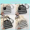 Artistic Winter Wool Handbag With Checkered Design And Dual Shoulder Straps For Daily Outfits