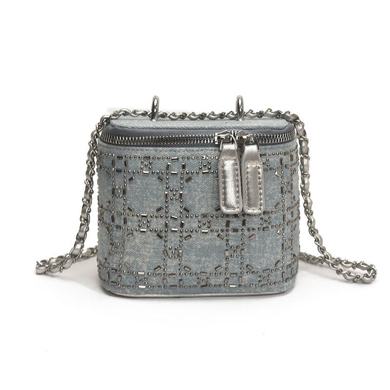 

Fashion versatile shoulder bag women s bag mini chain bag women s summer new box bag Small срібний