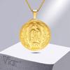 Vnox Gold Color Virgin Mary Pendant Necklaces for Men Women,Stainless Steel Metal Mother Mary Collar Religious Gifts Jewelry