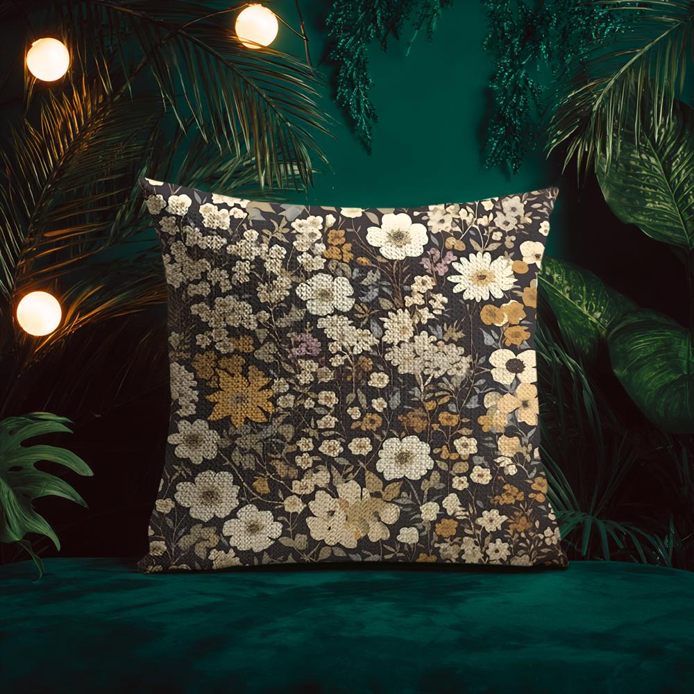 Retro Floral Classical Elegant Style Cushion Cover Silky Elegant Comfort Sofa Bed Invisible Zipper Beach Pillowcase