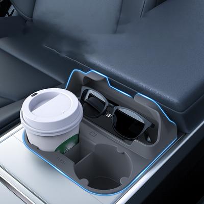 Para Tesla Model 3 Model Y Estuche para Gafas Portavasos 2 en 1 pieza Caja de Almacenamiento para Consola Central Coche