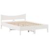 Solid Wood Bed with Headboard White 135 X 190 Cm Pine