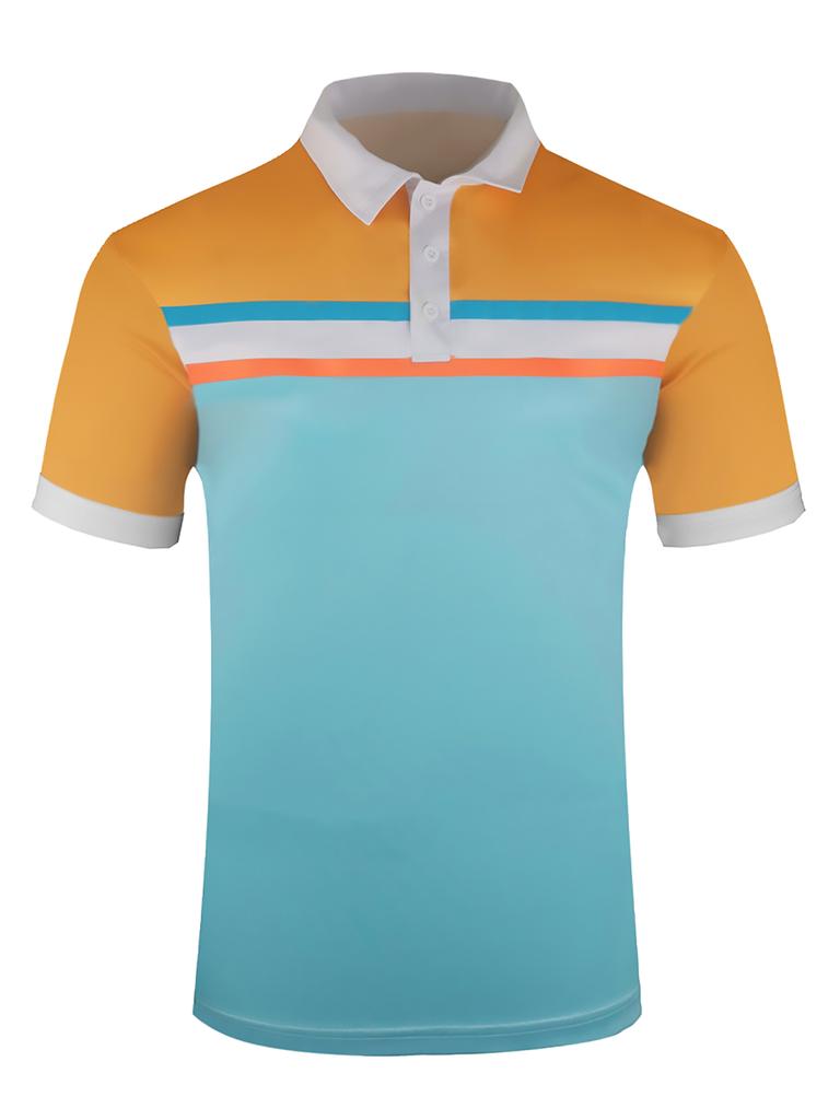 New Men's Polo Shirt Color Block Print Simple Men's Summer Casual Short Sleeve Loose Fashion Shirt