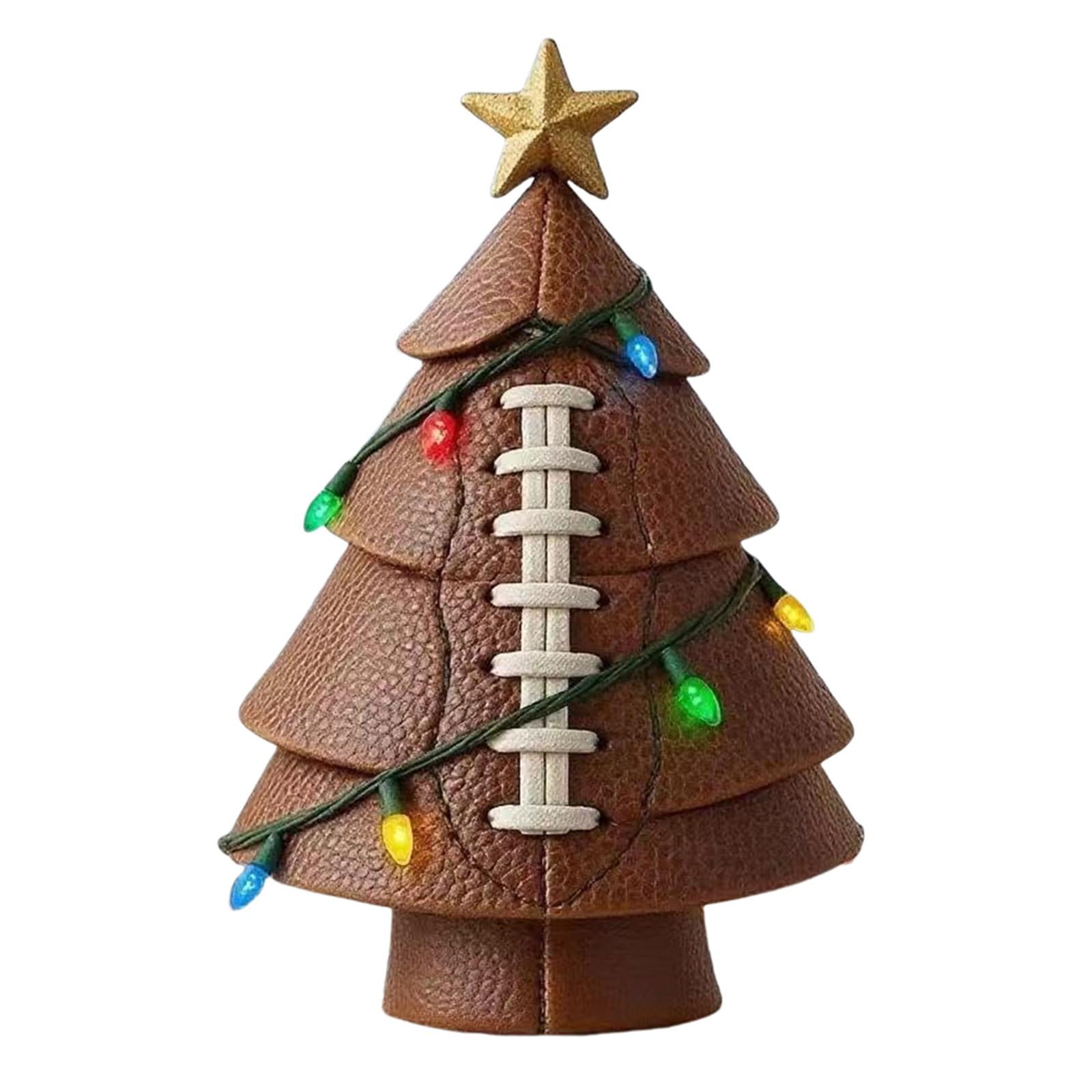 

Football Christmas Tree Decor with Gold Star Lovely Table Decorations Multi-Purpose Cute Desktop Figurine Set Gift for Friends