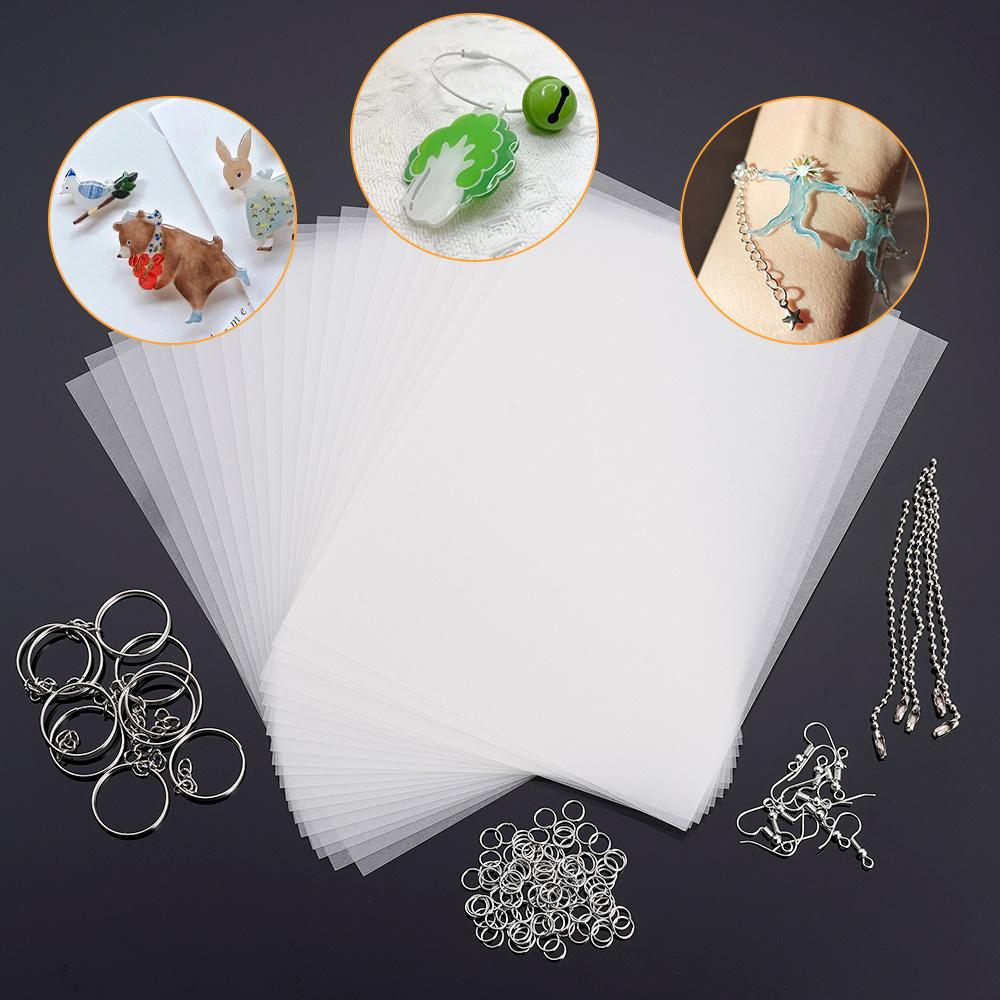 Heat Shrink Plastic Sheets Set Shrinky Art Film Paper Sheet Kit DIY Keychain Ornaments Creative Craft Embellishment Scrapbooking