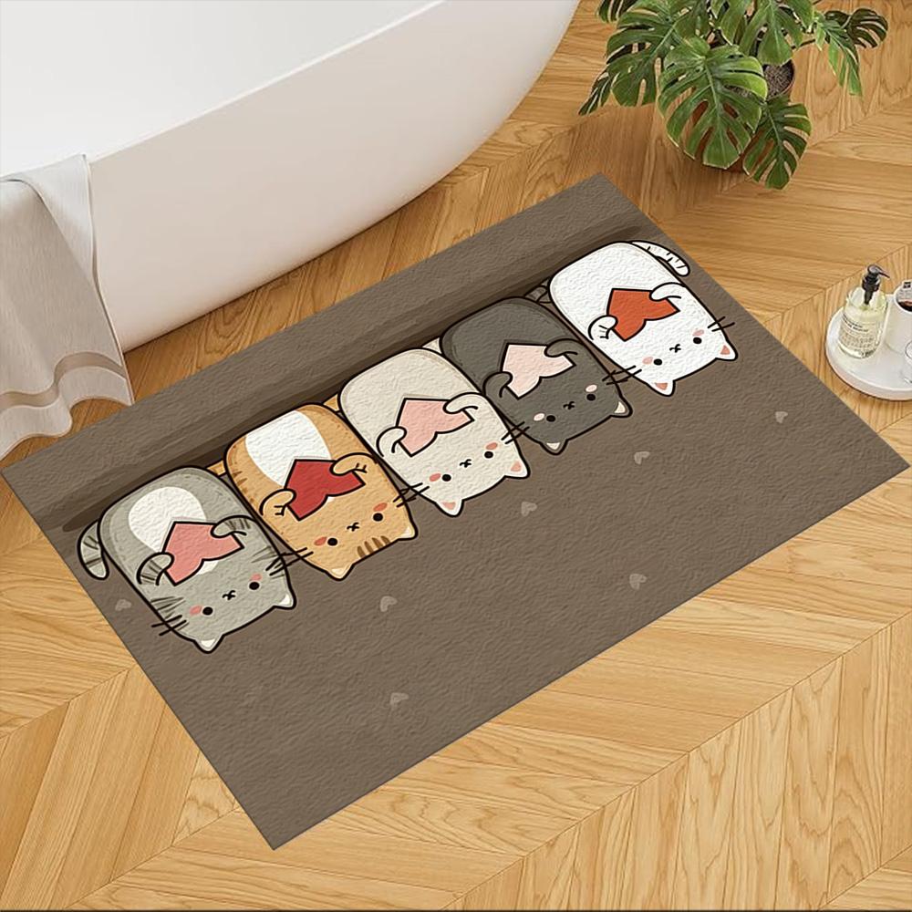 

Cats Under Colorful Umbrella Non-Slip Home Carpet Design for Office Decor Living Room Bedroom Gift 40cmx60cm
