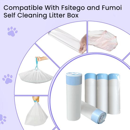 20 szt. Samoczyszczące Podkłady do Kuwety dla Kota Bardzo Grube Worki na Śmieci ze Sznurkiem Wodoodporna Konstrukcja Worki na Śmieci