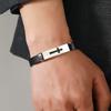 Men's Fashionable PU Leather Cross Bracelet with Stainless Steel Ornament