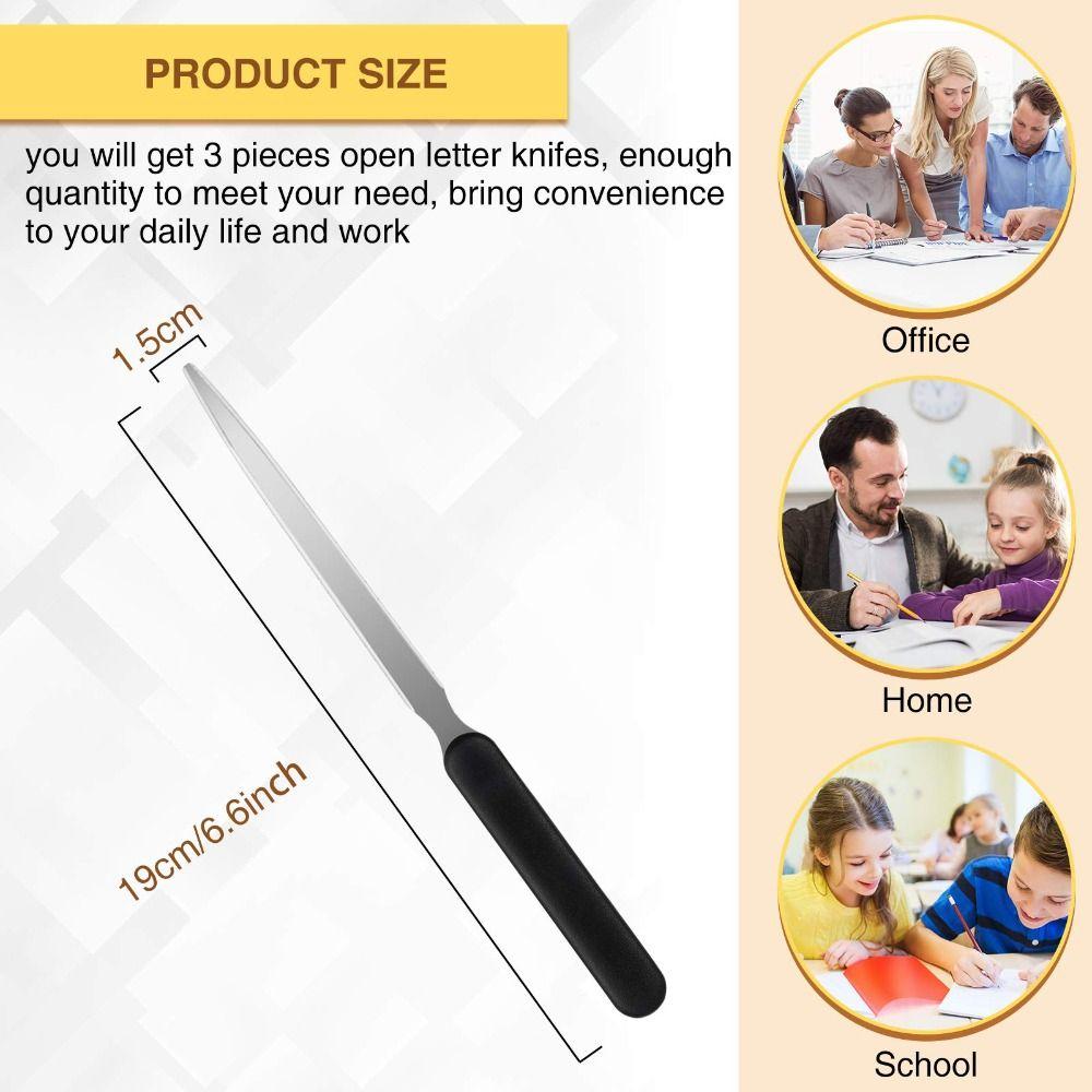 3 Pieces Letter Opener Humanized Open Letter Stainless Steel Envelope Slitter Letter Opener  Office