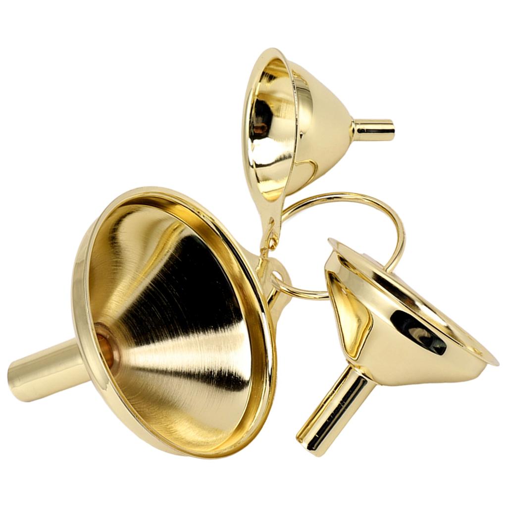 3ks/sada Zlatý nerezový trychtýř pro plnění malých lahviček a nádobek Domácí kuchyňský nástroj