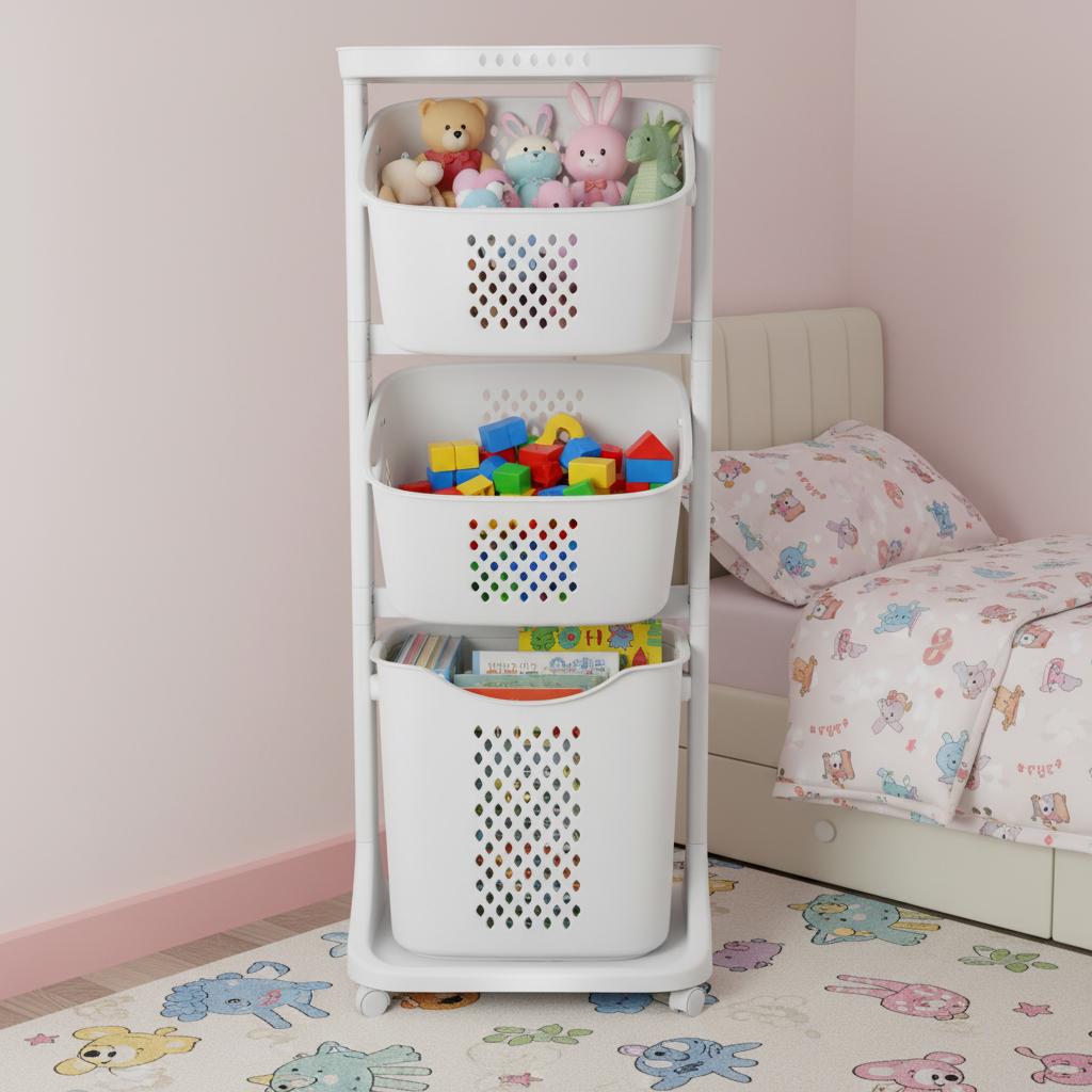 Laundry Hampers, 3 Tier Laundry Baskets Dirty Clothes Hamper with Wheels for Home, Dorms, Laundry Room and Apartment