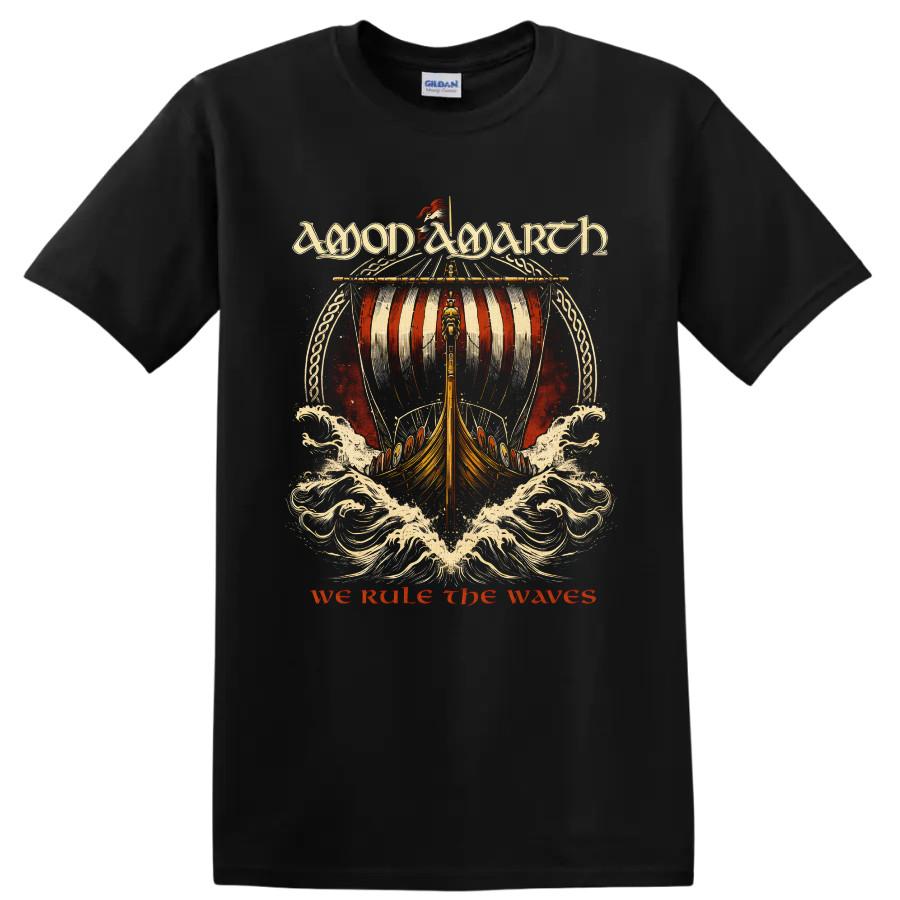 Amon Amarth Viking Ship T Shirt Norse Ocean Waves Heavy Metal Music Tee Artwork