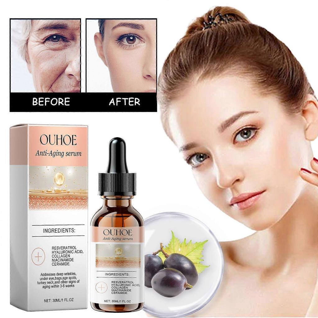 Ouhoe Kollagen Anti-Aging Essenz zur Reduzierung feiner Linien und Nasolabialfalten im Gesicht, Feuchtigkeitsspendende und Anti-Falten Essenz