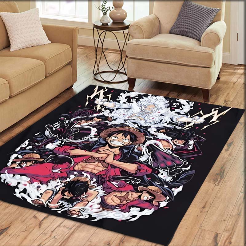 One Piece Straw Hat Pirates Square Floor Mat Living Room Bedroom Decor,Cartoon Welcome Mat