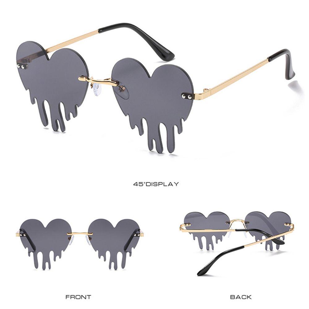 Holiday Party Funny Eyewear Heart Rimless Sunglasses Sunglasses for Women UV400 Tears Shape