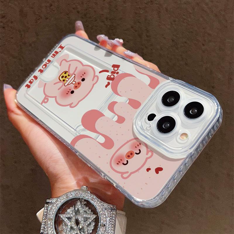 Card Slot Holder Silicone Wallet Pocket Case For Xiaomi Redmi Note 12 13 Honor Smart 90 Oppo A18 A38 A58 Samsung S23 S24 S25 Cover Clear Phone Bumper