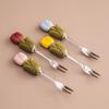 Tulip Shape Fruit Forks Set Ins Style Ceramic Jar Stainless Steel Fork Household Decorative Dessert Forks with Storage Jar