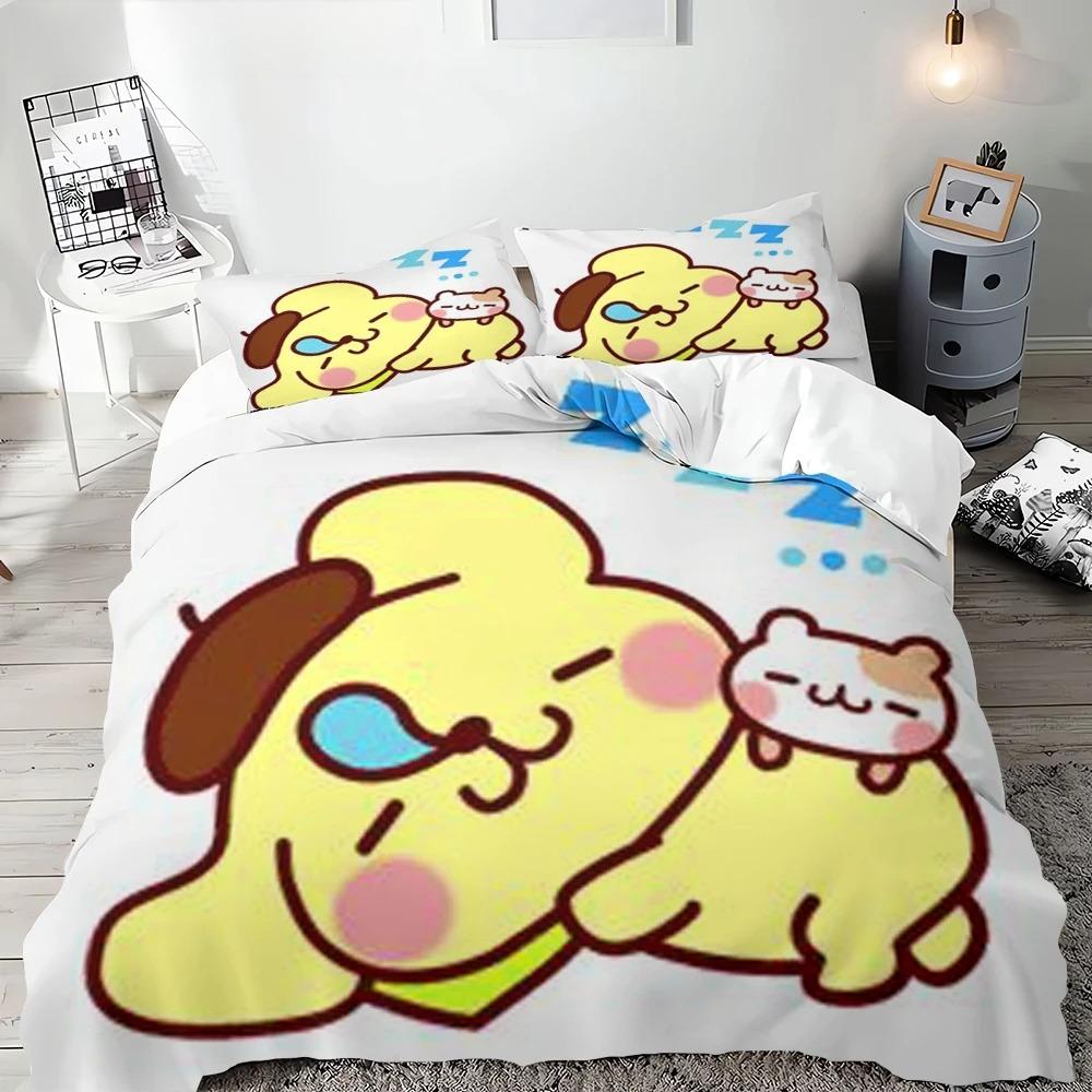 Duvet Cover Pompompurin Pillowcase Quilt Cover Needlework Bedding, Single Bed Double Bed Extra King Size Full Size Bedding Set