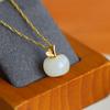 Hotan Jade S925 Silver Ping An Fruit Pendant Necklace for Women